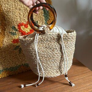 Aritzia Main Character Straw Beach Bag with Round Handles